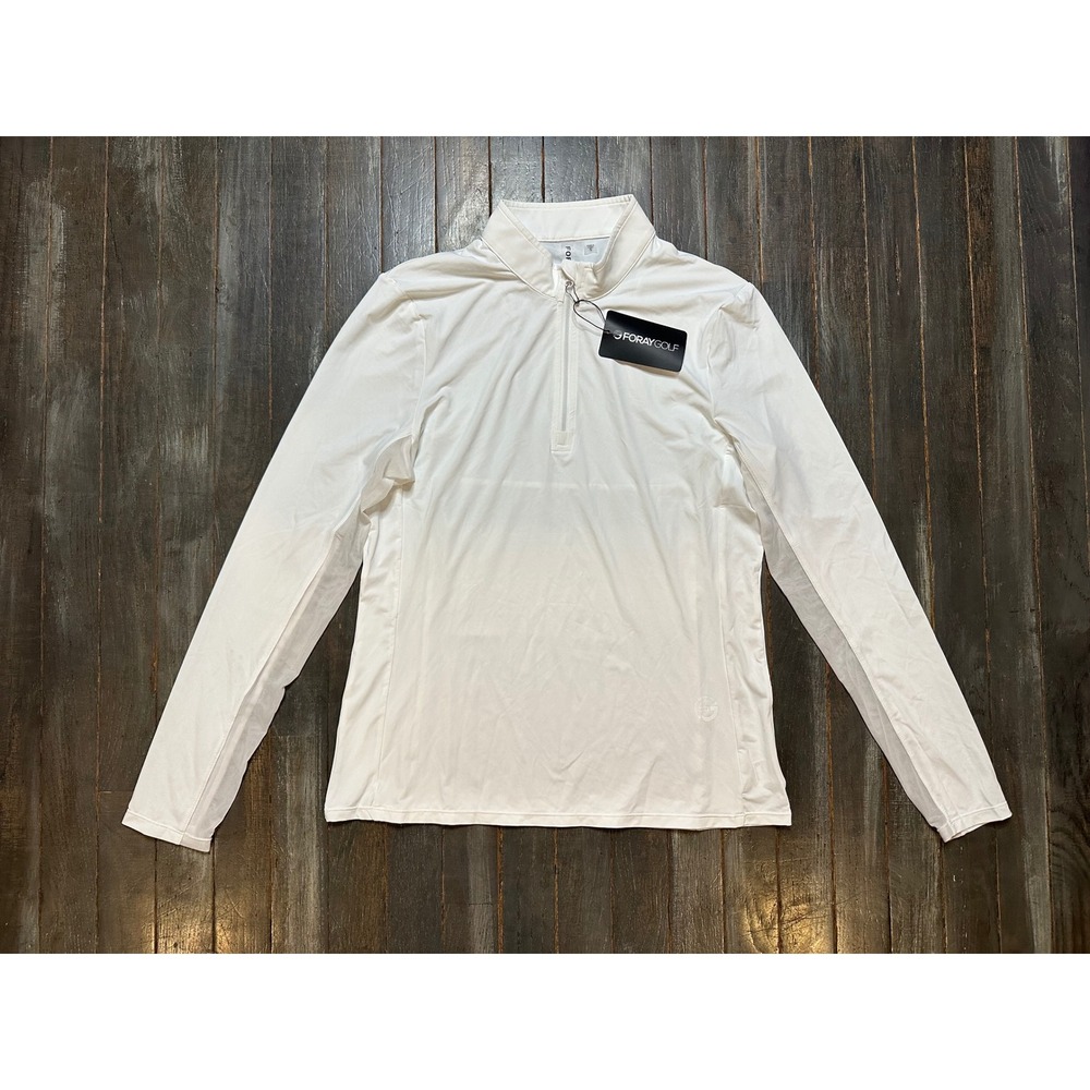 Foray Golf Womens White Long Sleeve Quarter Zip Pullover Top